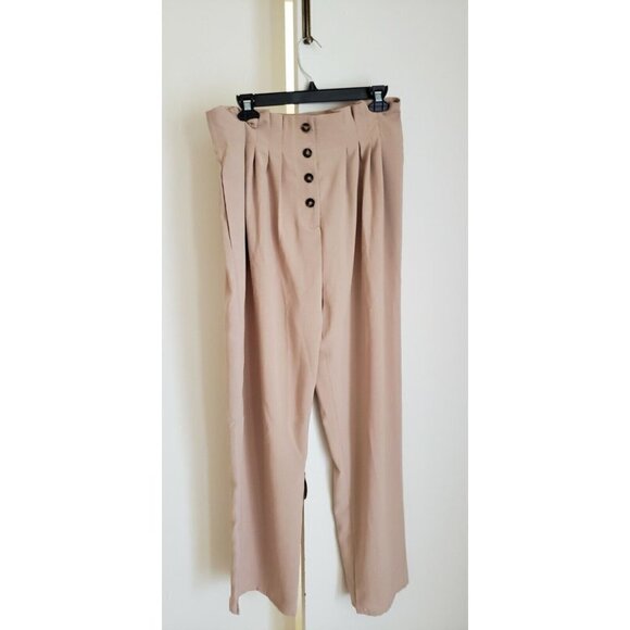 onetheland Pants - NEW ONETHELAND HIGH PLEATED WAIST BUTTON DOWN WIDE LEG PANT